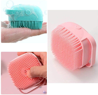 SUKEYBA Body Scrubber with Soap Dispenser Brush, Silicone Exfoliating Brushes, Soft Body