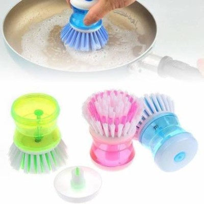 CRAFTORA Washbasin Plastic Cleaning Brush with Liquid Soap Dispenser