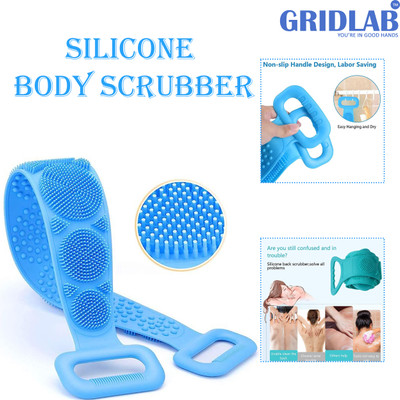Gridlab Silicone Bath Brush for Shower- Back Body Brush Scrubber, Shower Pull Belt