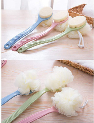 MDV TRADERS Bath Brush with 2-in-1 Bristles and Loofah, Shower Brush Back Scrubber,