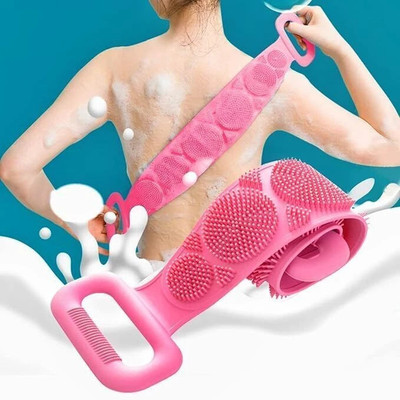 ZIVINI Silicone Soft Bath Body Back Scrubber Belt Body Cleaning Brush(MULTICOLOR)