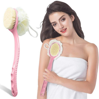 HM EVOTEK Bath Sponge With Double Side Brush With Handle LB-77