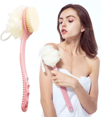 HM EVOTEK Bath Sponge With Double Side Brush With Handle LB-64