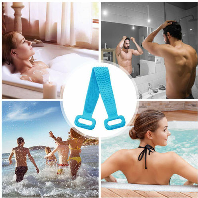 HUKBO Unisex Silicone Bathing Body bath belt and Scrub Brush With Shampoo Dispenser