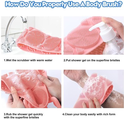 MORVIKA Double Sided Use Silicone Bath Body Brush, Exfoliating Body Back Scrubber