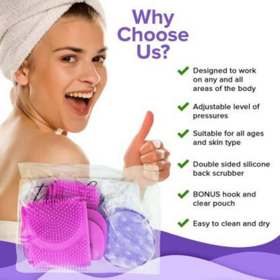 SJK Silicone Back Scrubber Brush Belt for Exfoliating Shower Bath- Double SIDES