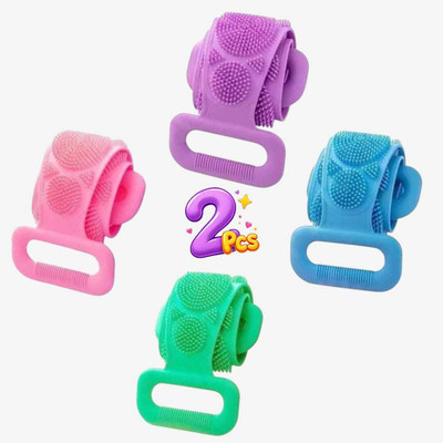 Jantrex Comfortable Silicone Back Scrubber Strap for Full Body Washing 2 Pcs