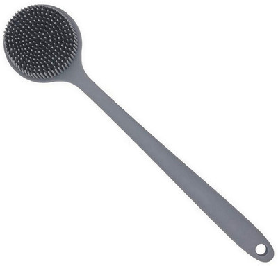 HM EVOTEK Dual Sided Silicone Shower Brush with Long Handle for Skin Deep Cleaning