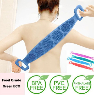 xyz choice Silicon Back Body Scrubber Belt Double Side Exfoliating Bath Brush (Multicolour)