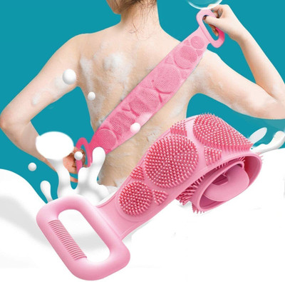 GHANISHKA SILICON BODY BACK SCRUBBER , EXFOLIATING LONG BODY BACK CLEANING BELT