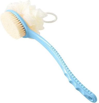Vinsufy 2 IN 1 Back Body Bath Brush with Bristles and Loofah Scrubber with Long Handled