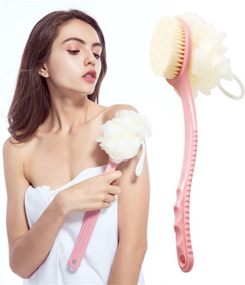 HM EVOTEK Bath Sponge With Double Side Brush With Handle LB-48