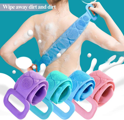RHHG E COM Silicone Body Back Scrubber Belt for Shower Bath Brush Dead Skin Removal|