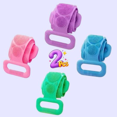 Jantrex Silicone Shower Strap Brush for Back Skin Care and Cleaning Use 2 Pcs