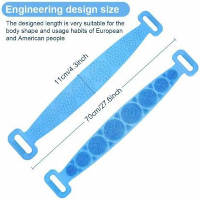 SJK Silicone Back Scrubber Brush Belt for Exfoliating Shower Bath- Double SIDES