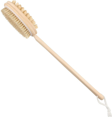 STOIC Wooden Double-sided Bath Brush With Massager and Detachable Long Handle
