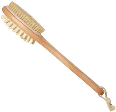 Trendy Rustic Rituals Wooden Double-sided Bath Brush With Massager and Long Handle