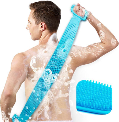 IMCREATIONS Silicone Body Back Belt Scrubber Double Side Bathing Brush for Easy to Clean