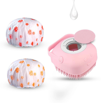 Swiss Connection 1pc Bath Silicon Shower Scrubber with 2pcs Shower Cap (Pack of 3)