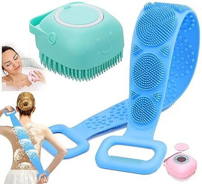 ShopVee Silicone Bath Belt & Silicone Body Bath Brush Combo