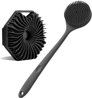 hirva creation Silicone Body Scrubber Combo Set | Soft Back Scrubber & Bath Brush | BPA-Free