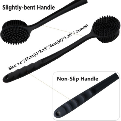 RBGIIT Shower Scrubber Brush with Long Handle and Dual Silicone Cleaning Tips