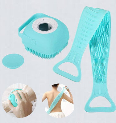GRANSI I 2 in 1 Bath Combo of Silicone Body Back Scrubber, Bathing Brush_i1