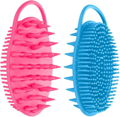 Fangxia 2 Pack Dual-Sided Soft Silicone Body & Scalp Scrubber Exfoliating Massage Brush