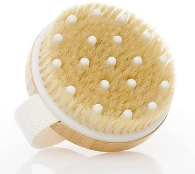 STOIC Wooden Bath Brush with Massaging Nodes & Natural Bristles Wet & Dry Brushing