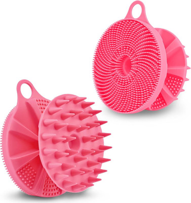 Kamview 2Pcs 2in1 Silicone Body Scrubber and Scalp Massager Shampoo bath Brush