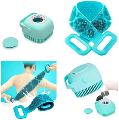 RIVTANS 2 Pcs Combo Silicone Soft Body Back Scrubber Belt With Body Bath Brush (Unisex)