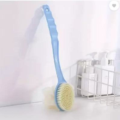 QinPin 2-in-1 Bath Brush with Loofah & Long Handle for Deep Body Cleaning