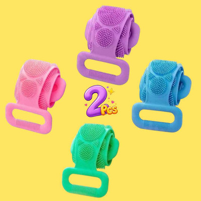 Jantrex Flexible Silicone Body Brush Strap for Comfort and Back Scrubbing 2 Pcs