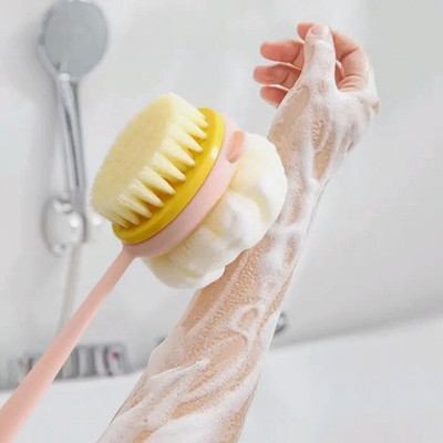 Ali tex 2-in-1 Double Sided Bath Brush with Long Handle for Back & Body Cleaning