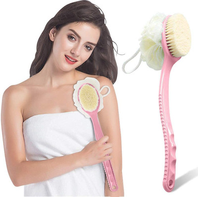 Vibgyor Products loofah with handle back scrubber Bath Brush with Soft Comfortable Bristles