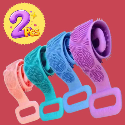 Jantrex Back Brush Strap with Silicone Bristles for Relaxing Shower and Exfoliate 2 Pcs