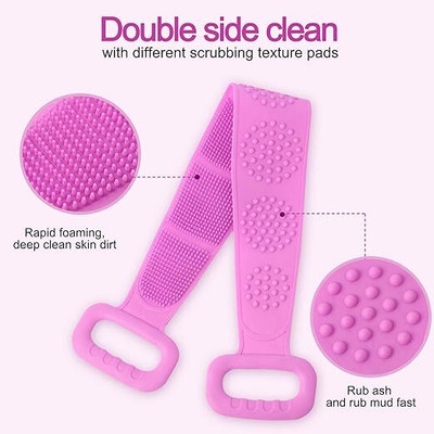 Shri Double Sided Silicone Body Bath Belt/Exfoliating Shower Scrubber Belt Pack of 1