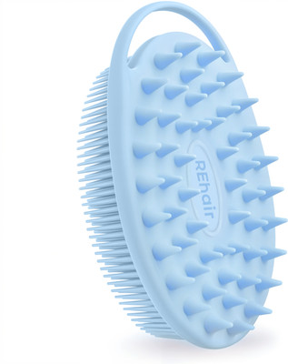 REhair Ultra Soft Silicone Bath Brush, 2 in 1 Body & Shampoo Scrubber Loofah (Blue)