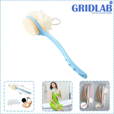 Gridlab 2 In 1 Dual-Action Body Back Bath Brush With Bristles Long Handle