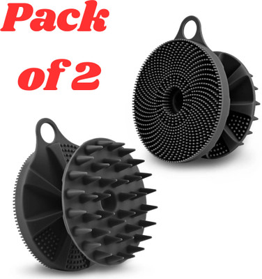Kamview 2Pcs 2in1 Silicone Body Scrubber and Scalp Massager, Exfoliating Bath Brush