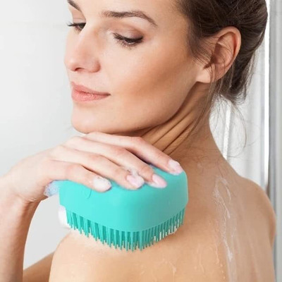 SATSUN ENTERPRISE Silicone Bath Brush with Liquid Soap Dispenser - 2-in-1 Shampoo Brush
