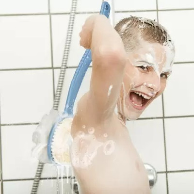 Meliora 2-in-1 Bath Brush with Bristles and Loofah, Unisex Shower Brush Back Scrubber