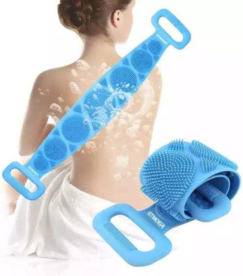 Euclid Extra Long Exfoliating Body Scrubber with Handle for Shower-Blue
