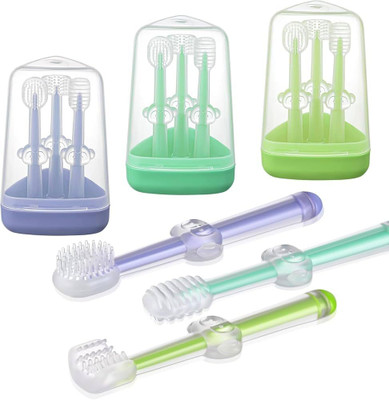 Atharv Nest BABY SILICONE BRUSHES, 3 IN 1 SET, SOFT AND BPA FREE Soft Toothbrush