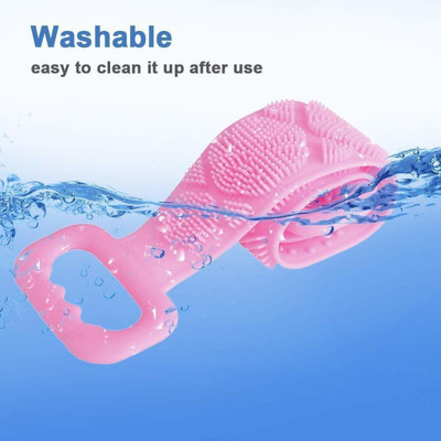 RTAD Silicone Back Scrubber, Bath Shower,Body Massage Brush Silicone Bath Towel Body Brush Belt, Cleaning Shower Strap, Double-Sided Washing Peeth Scrubber for Men & Women