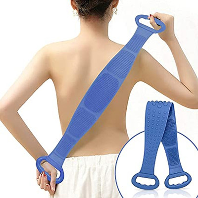 SANNO WORLD 2 Pcs Body Bath Brush Double Side Rubber Scrubber Belt Long Cleaning Belt