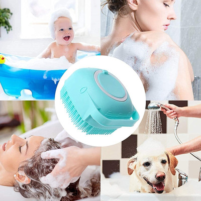 AVIRA OVERSEAS Silicone Soft Bath Body Brush with Shampoo Dispenser Scrubber-use in Shower