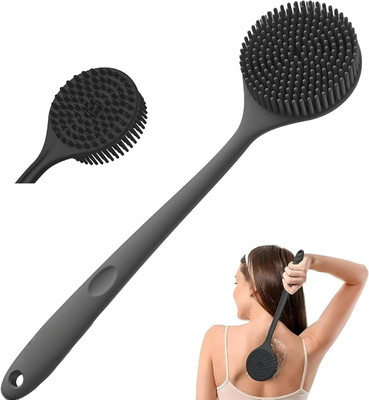 Himannhome Premium Soft Silicone Back Scrubber Shower Bath Body Brush with Long Handle