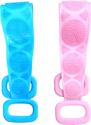 Great Brain Double Sided Silicon Scrubber Belt for Bath ( Pack of 2 )