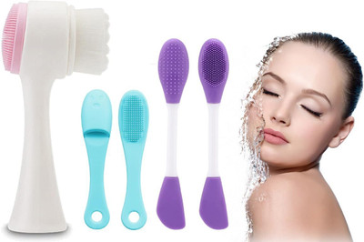 R AND P ENTERPRISE 3Pcs 2 in 1 Face Brush Scrubbers & Nose Scrub Cleaning & Blackheads Removal(Pack of 3)